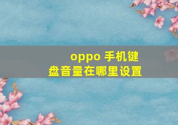 oppo 手机键盘音量在哪里设置